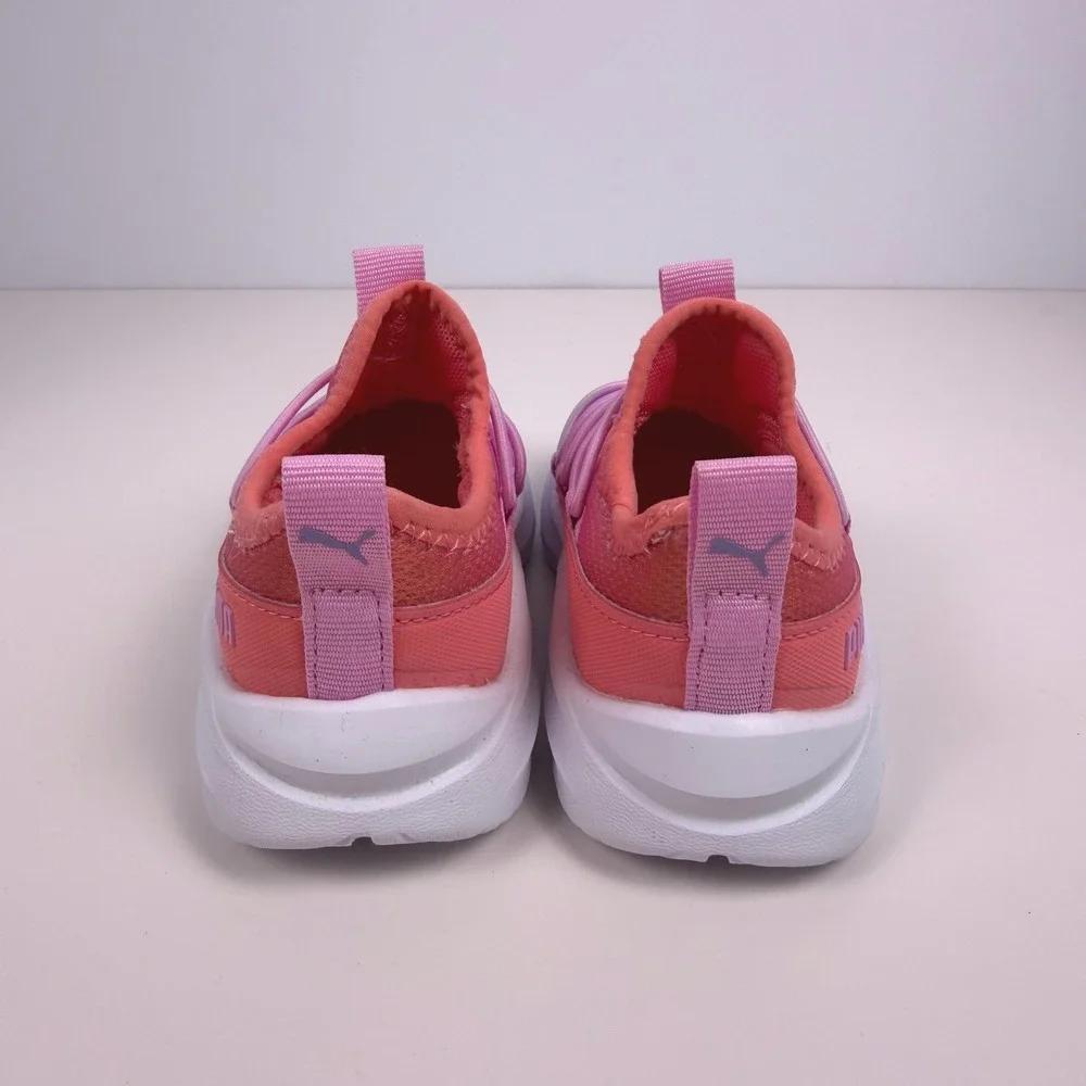 Puma On4all Sunset Sky Ombre Sporty Kids Slip On Sneakers Pink Purple Mesh 7C